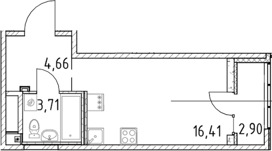 Квартира студия 24.78 м², 19/23 эт., ЖК «Город Первых»